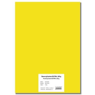 Barevný karton EXTRA 300g  50x70cm - žlutý  10listů