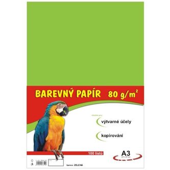 Barevný papír A3/100/80g-zelený světle