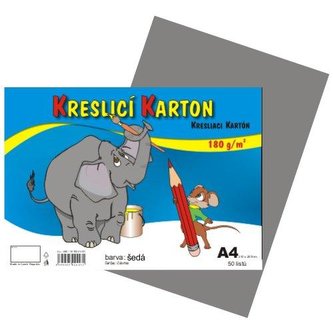 Kreslicí karton barevný A4/50/180g - šedý