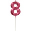 Dortová svíčka číslo 8 - Glamour Red 7 cm