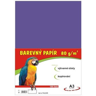 Barevný papír A3/100/80g-fialový