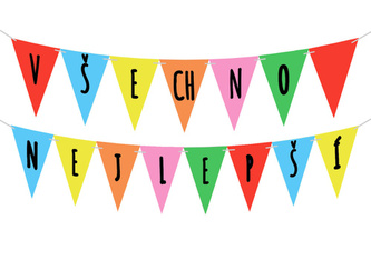 Vlaječková girlanda Všechno nejlepší - písmena 225 x 16,5 cm Vlaječková girlanda Všechno nejlepší - písmena 225 x 16,5 cm