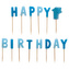Dortové svíčky modré nápis happy 1st birthday 14 ks