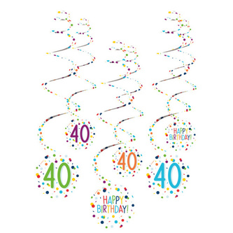 Závěsné spirály Rainbow Confetti - číslo 40 - 6 ks