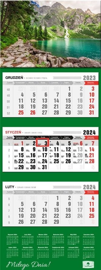 Kalendarz 2024 trójdzielny Morskie Oko