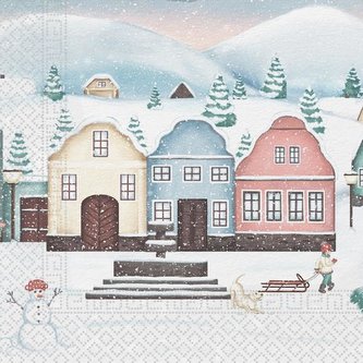 UBROUSKY VÁNOČNÍ VESNIČKA 3VRSTVÉ 33X33CM