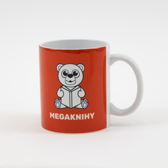 Červený hrnek, bílý medvídek