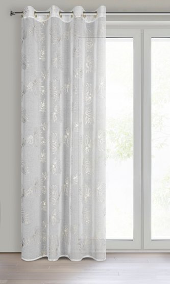 Dekorační vzorovaná záclona s kroužky CESIUM bílá/zlatá 140x250 cm (cena za 1 kus) MyBestHome