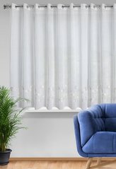 Dekorační vzorovaná záclona s kroužky POMPO bílá/stříbrná 300x150 cm MyBestHome
