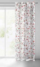 Dekorační vzorovaná záclona s kroužky JANE bílá/cihlová 140x250 cm (cena za 1 kus) MyBestHome