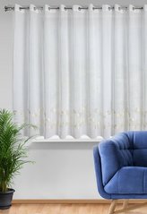 Dekorační vzorovaná záclona s kroužky POMPO bílá/zlatá 300x150 cm MyBestHome