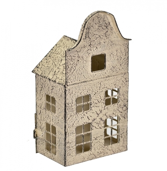 Kovový svícen domek hnědý 26x13x9 cm
