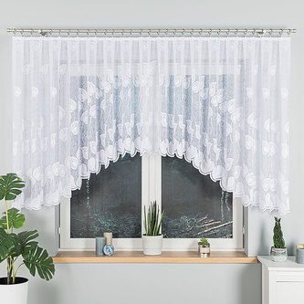 Dekorační krátká vzorovaná záclona na žabky NORA 130 bílá 400x130 cm MyBestHome