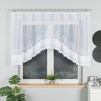 Dekorační krátká vzorovaná záclona na žabky GENOWEFA 120 bílá 300x120 cm MyBestHome Dekorační krátká vzorovaná záclona na žabky GENOWEFA 120 bílá 300x120 cm MyBestHome