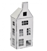 Kovový svícen domek bílý 33x13x9 cm