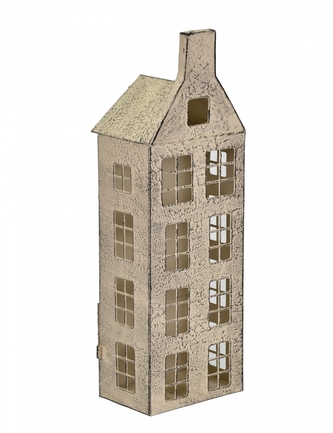 Kovový svícen domek hnědý 40x13x9 cm