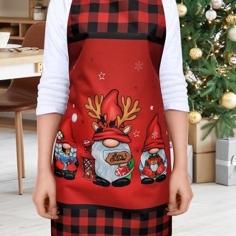 Vánoční kuchyňská voděodolná zástěra GNOMES červená 64x73 cm Mybesthome