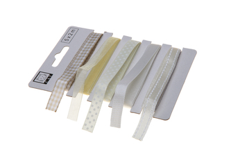 Světlý set textilních stuh 1,1cm x 2m 5ks