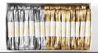 Stuha rafie matná 6802 smotek 5mm x 3m 50ks/bal - zlatá/stříbrná