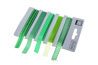 Zelený set textilních stuh 1,1cm x 2m 5ks