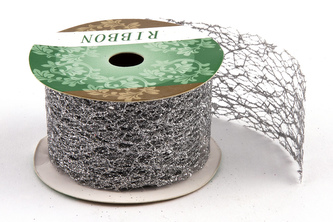 Stuha fibre třpyt 4cm x 4,6m 2 STŘÍBRNÁ