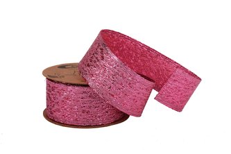 Stuha textilní metalická - RŮŽOVÁ