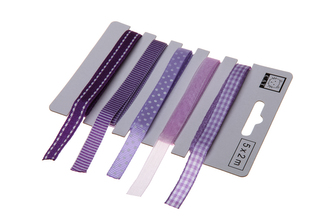 Fialový set textilních stuh 1,1cm x 2m 5ks