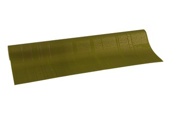 Floristická fólie novinový design zelená se zlatou