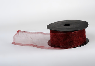 Stuha organza SNOW 4cm x 9,1m BORDÓ