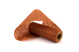 Vlizelín dekorativní a aranžerský s glitrem 12,5cm MĚDĚNÝ