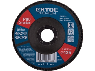 EXTOL PREMIUM kotouč lamelový šikmý korundový, O125mm, P80