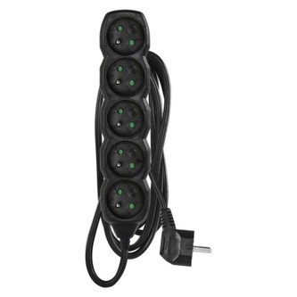 Prodlužovací kabel EMOS PC0512 2 m, 5 zásuvek, černý, PVC, 1 mm2