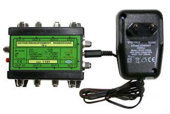 IVO I131F aktivní rozbočovač 10x výstup"F" 10dB zisk + zdroj 12V