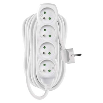 Prodlužovací kabel EMOS P0410R 10 m, 4 zásuvky, bílý, PVC, 1,5 mm2