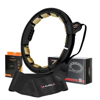 SET HHM13 + BR163 ČERNÁ HULA HOOP OBRUČ SE ZÁVAŽÍM, MAGNETY A POČÍTADLEM HMS
