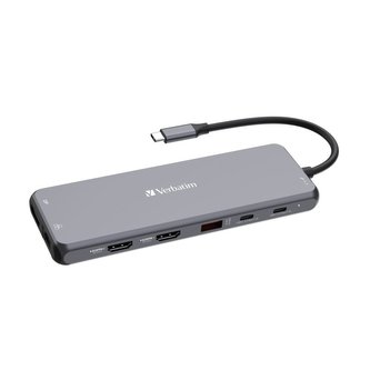 Verbatim USB-C Pro Multiport Hub CMH-13, 13 portů /HDMI, USB-A, USB-C, DP, RJ45, Audio/, stříbrná