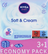 Nivea Baby vlhčené ubrousky Soft & Cream, 4× 63 ks, 3+1