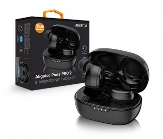 ALIGATOR Bluetooth sluchátka PODS PRO 2 s bezdrátovým nabíjením, černá
