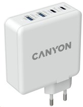 CANYON síťová rychlonabíječka GaN, H-100 (100W), vstup 100-240V, výstup USB-C1/C2 5-20V, USB-A 1/A2 4.5-20V