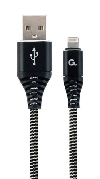 Gembird nabíjecí kabel Lightning 8-pin (M) na USB 2.0 (M), prémiový, opletený, 1 m, černý