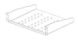 Legrand EvoLine 2-bodová police pevná 1U 250mm, nosnost 25kg, černá, perforovaná
