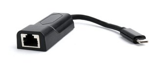 Gembird adaptér USB-C (M) na RJ45 (F) LAN Gigabit, černý