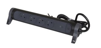 LEGRAND Revolution prodlužovací přívod s otočným tělem 4x2P+T, přepěťová ochrana, podsvícené VYP/ZAP, kabel 1,5m, černo-