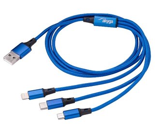 Akyga kabel USB 3.0 A/USB Micro B/USB type C Lightning 1.2m/černá