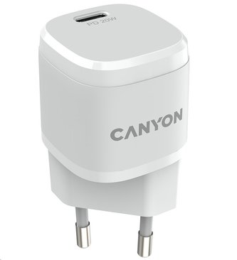 CANYON nabíječka do sítě H-20-05, 1x USB-C PD 20W, bílá
