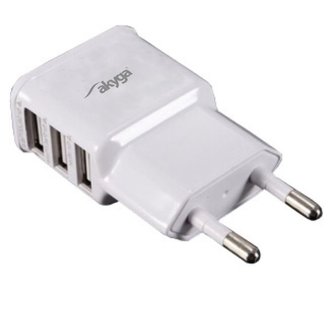 Akyga Síťová USB nabíječka 240V 3100mA 3xUSB bílá