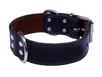 HUHUBAMBOO obojek mastná kůže 4x70cm, černý