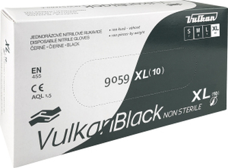 VulkanBlack černé jednorázové bezprašné nitrilové rukavice, velikost XL, 100 ks