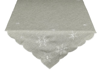 Ubrus Vánoční, Bílo stříbrné vločky, šedý 120 x 140cm