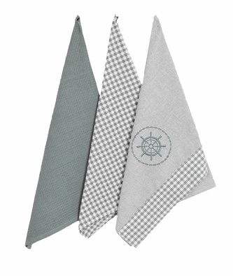Utěrka bavlněná, Kruh a káro 2203, komplet 3 ks, šedá